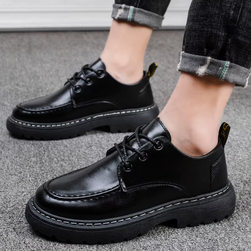 Men’s Trend Casual Leather Shoes | Thick-Soled Low-Top Fashion