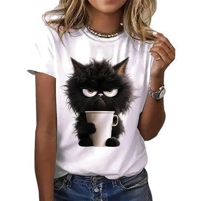 Funny Cat Print Women’s Summer T-Shirt