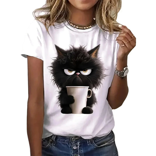 Funny Cat Print Women’s Summer T-Shirt