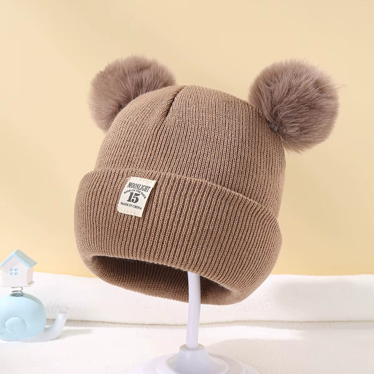 Autumn Winter Kids Knitted Beanie Hat with Pom | Warm Hats for Boys & Girls