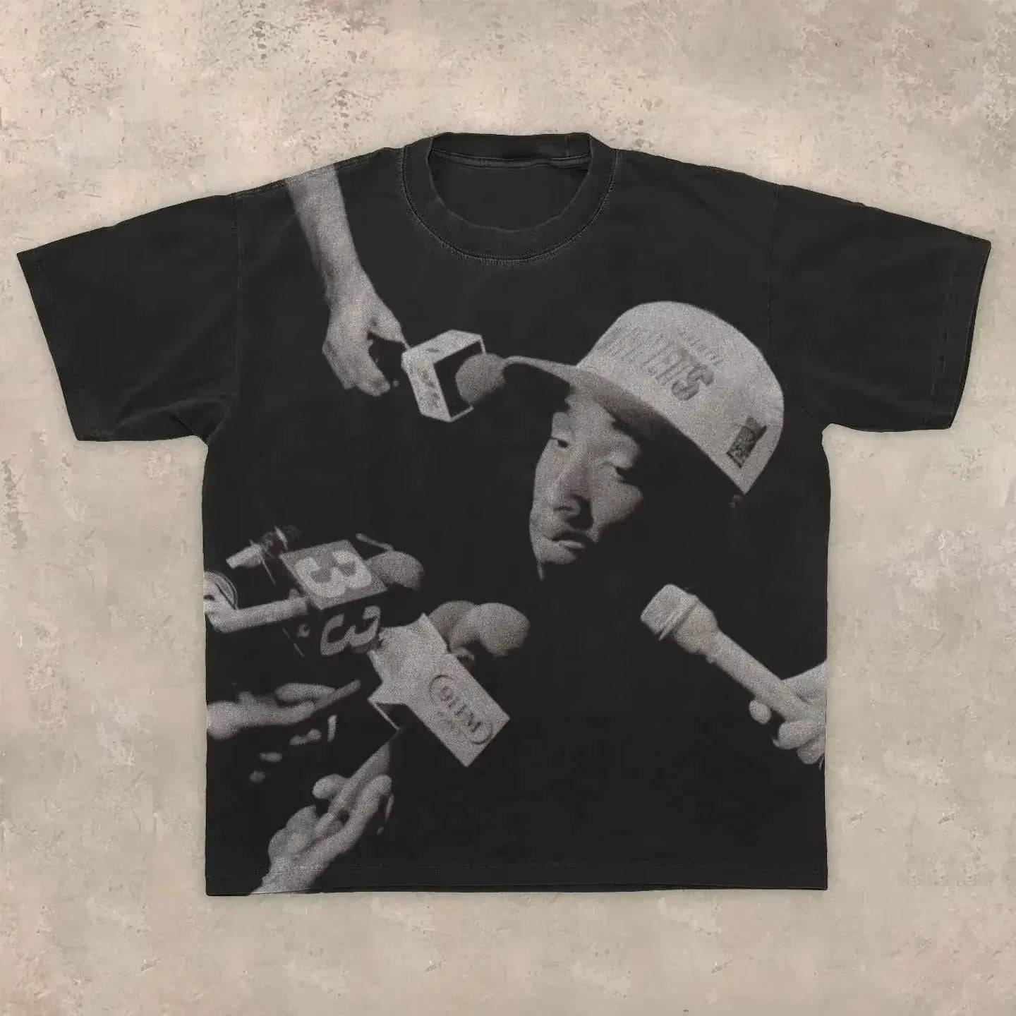 American Hip-Hop Character Pattern Printed T-Shirt Casual Fashion Oversized T-Shirt Harajuku Gothic Retro Tshirts Unisex Y2K Top