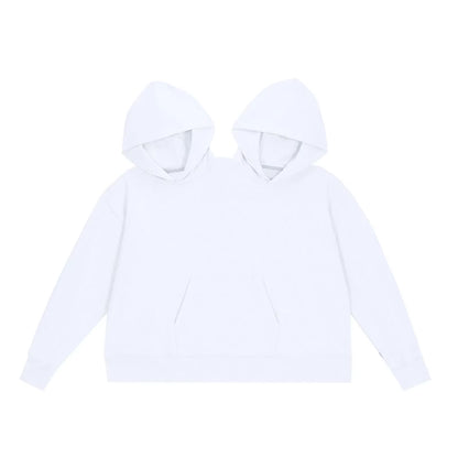 Creative Couple'S Double-Person Hooded Sweatshirt Loose-Fit Solid Color Sweatshirt Intimate Apparel for Two People