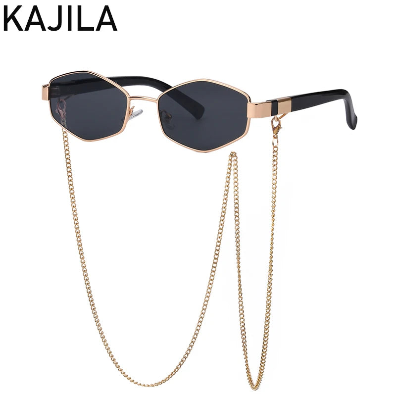 Hexagon Chain Sunglasses for Women | Luxury Punk Shades