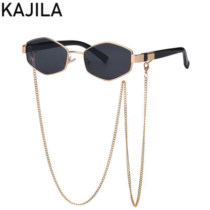 Hexagon Chain Sunglasses for Women | Luxury Punk Shades