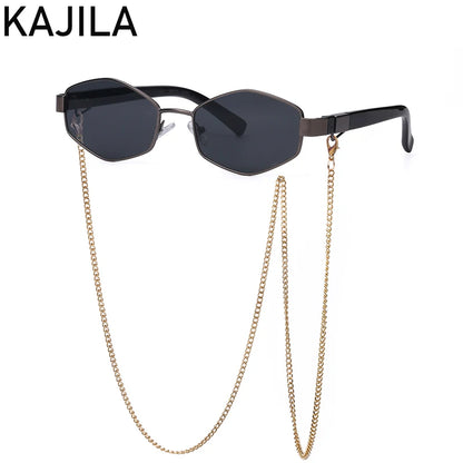Hexagon Chain Sunglasses for Women | Luxury Punk Shades