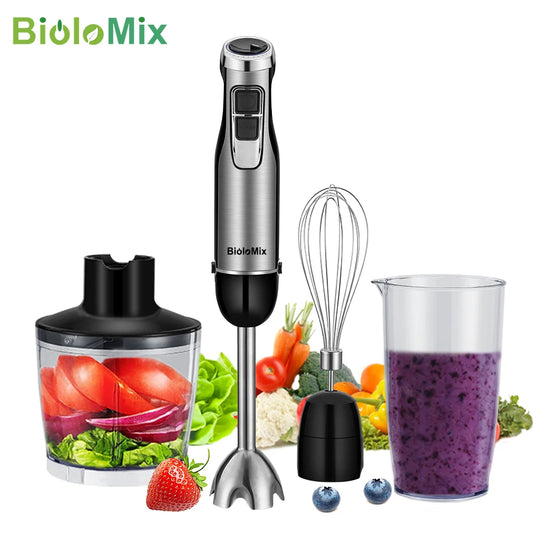 4 in 1 High Power 1200W Immersion Hand Stick Blender Mixer Includes Chopper and Smoothie Cup Stainless Steel Ice Blades