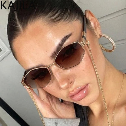 Hexagon Chain Sunglasses for Women | Luxury Punk Shades