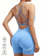 Women’s Cross-Back Fitness Jumpsuit | Scrunch Shorts Yoga Romper