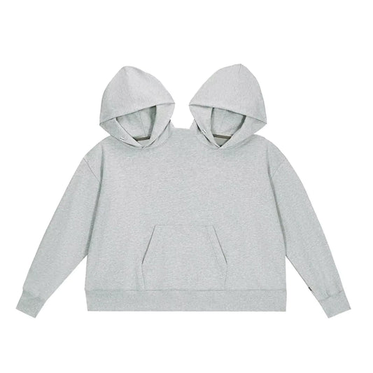 Creative Couple'S Double-Person Hooded Sweatshirt Loose-Fit Solid Color Sweatshirt Intimate Apparel for Two People